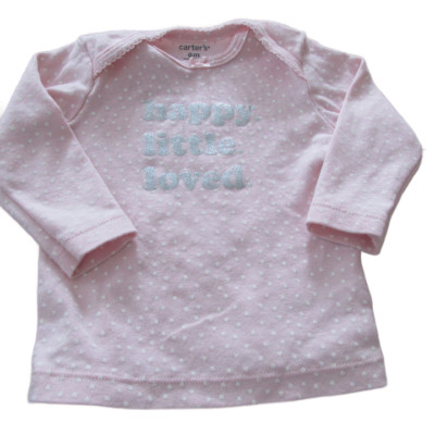 Carters Pullover T Shirt Girls Size 6M Pink Long Sleeve Heart Happy Little Loved