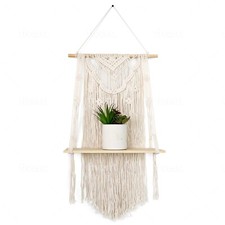 Handmade Macrame Wall Hanging Shelf - Decorative Floating Bohemian Shelf