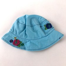 Light Blue Sun Bucket Hat with Embroidered Flowers 6-12 months