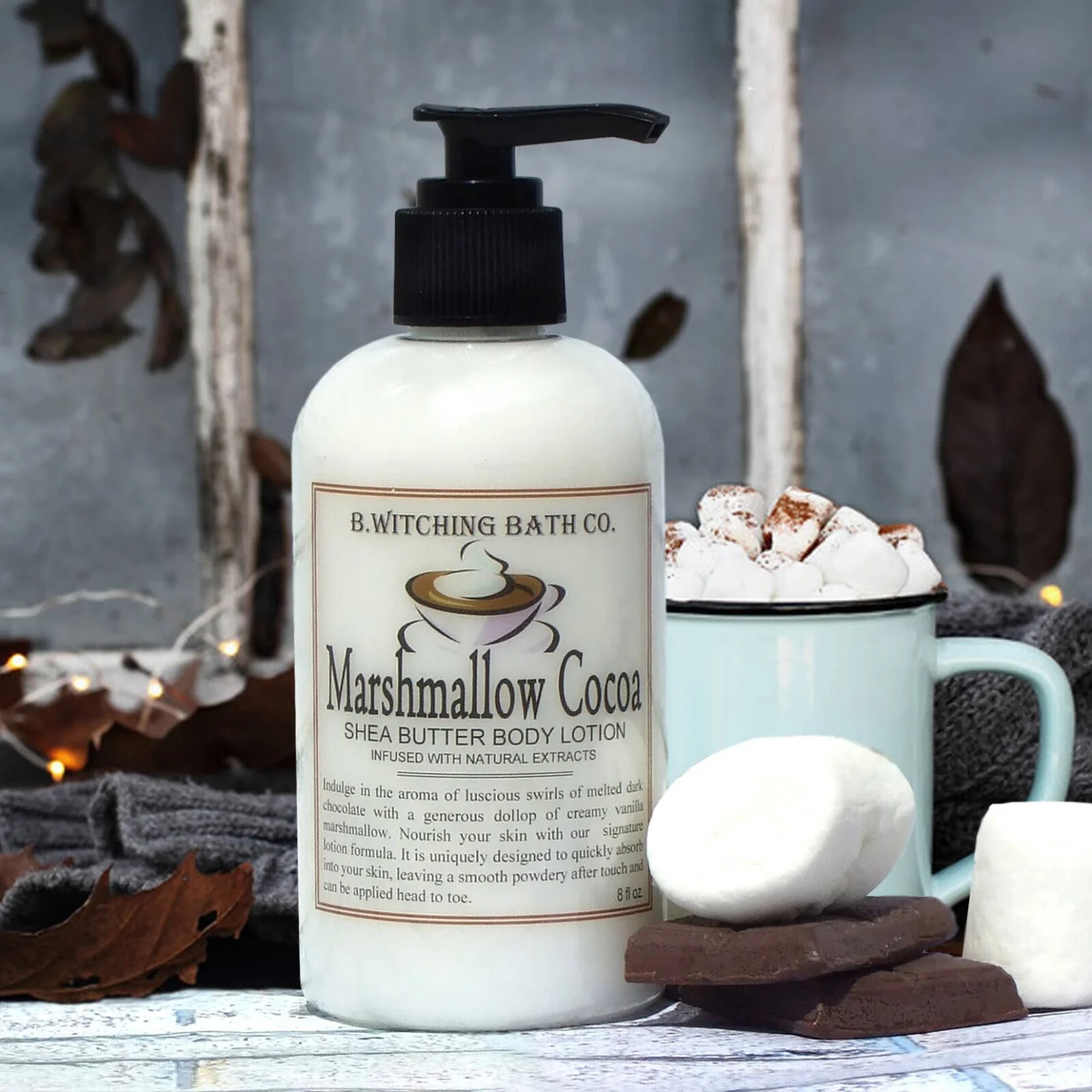 Body Lotion Marshmallow Cocoa Aloe Sumptuous Aroma of Melted Dark Chocolate -8oz