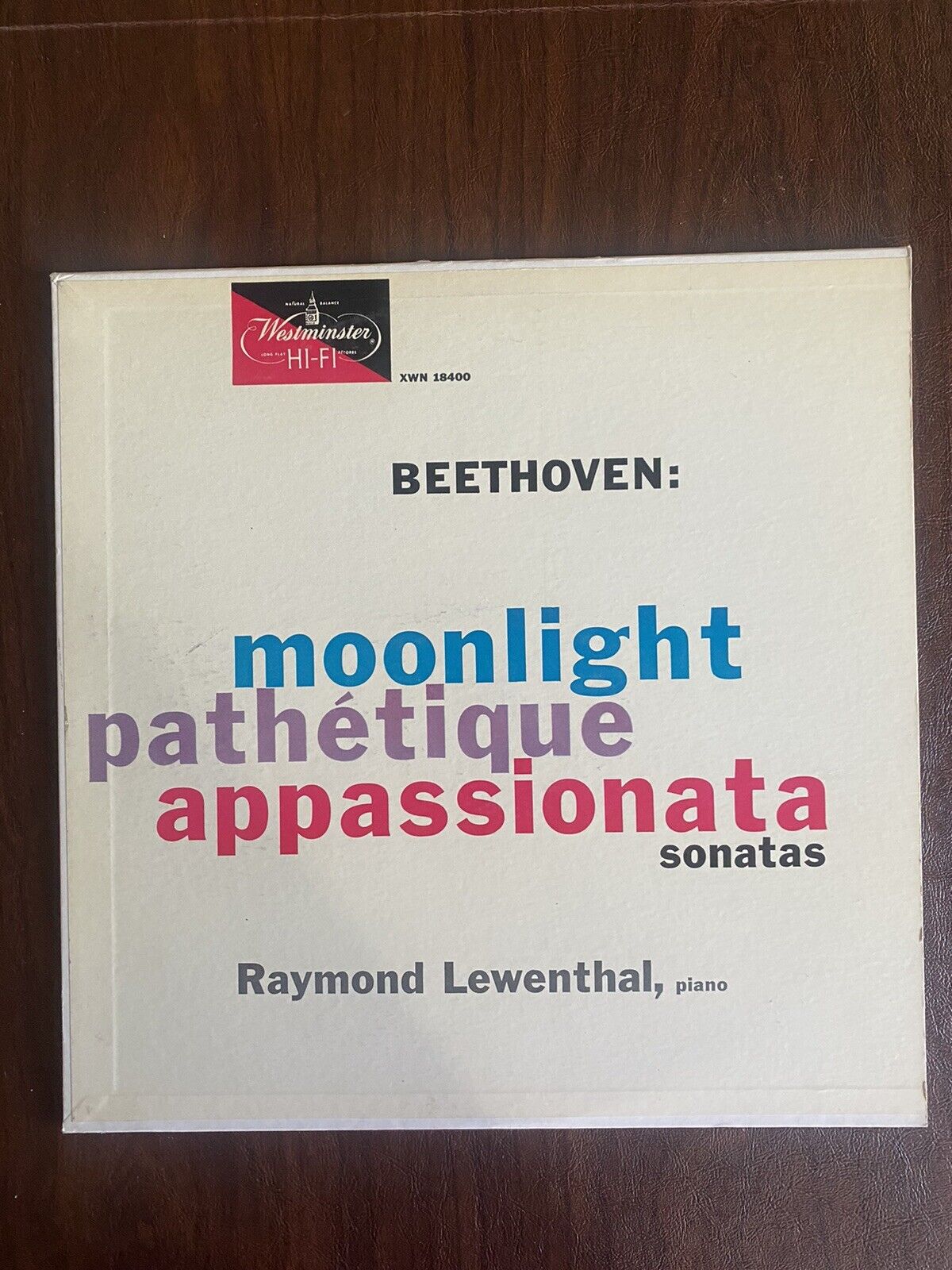 Westminster XWN 18400 Raymond Lewenthal Beethoven Sonatas Moonlight,Pathet, Apas