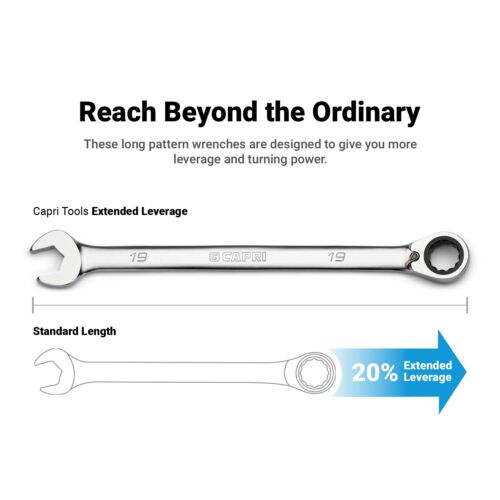Capri Tools 120-Tooth Ultra-Smooth Reversible Ratcheting Wrenches Set, Metric - Picture 3 of 9
