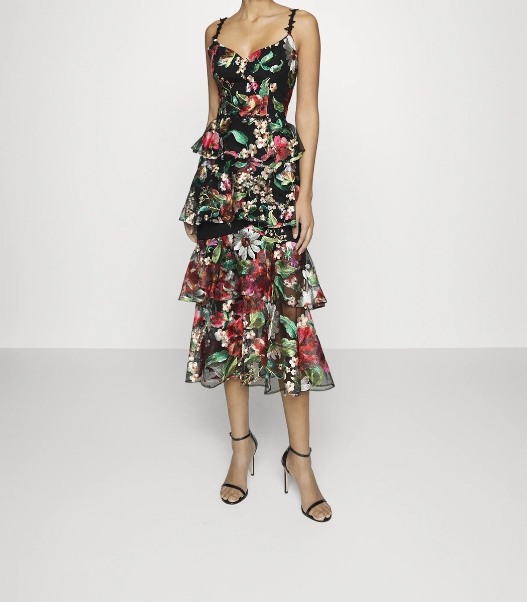 marchesa notte floral embroidered midi dress Marchesa Notte A-Line Cocktail Dress main image 0