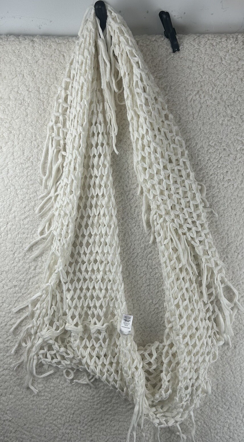 Women’s Boho Oversized Scarf Chunky Open Knit Crochet Infinity Ivory Scarf