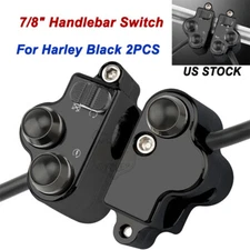7/8" 22mm Handlebar Horn Turn Switch Signal Headlight Control Buttons For Harley