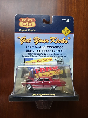 ROUTE 66 ''GET YOUR KICKS'' 1967 PLYMOUTH FURY -TEXAS BILLBOARD 1:64