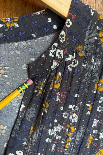 Old Navy Shirt Dress Womens M Floral Pintuck Flowy Drape Long Sleeve Gray Blue - Picture 7 of 11