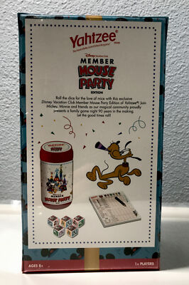 Yahtzee Disney Vacation Club Member Mouse Party Factory Sealed