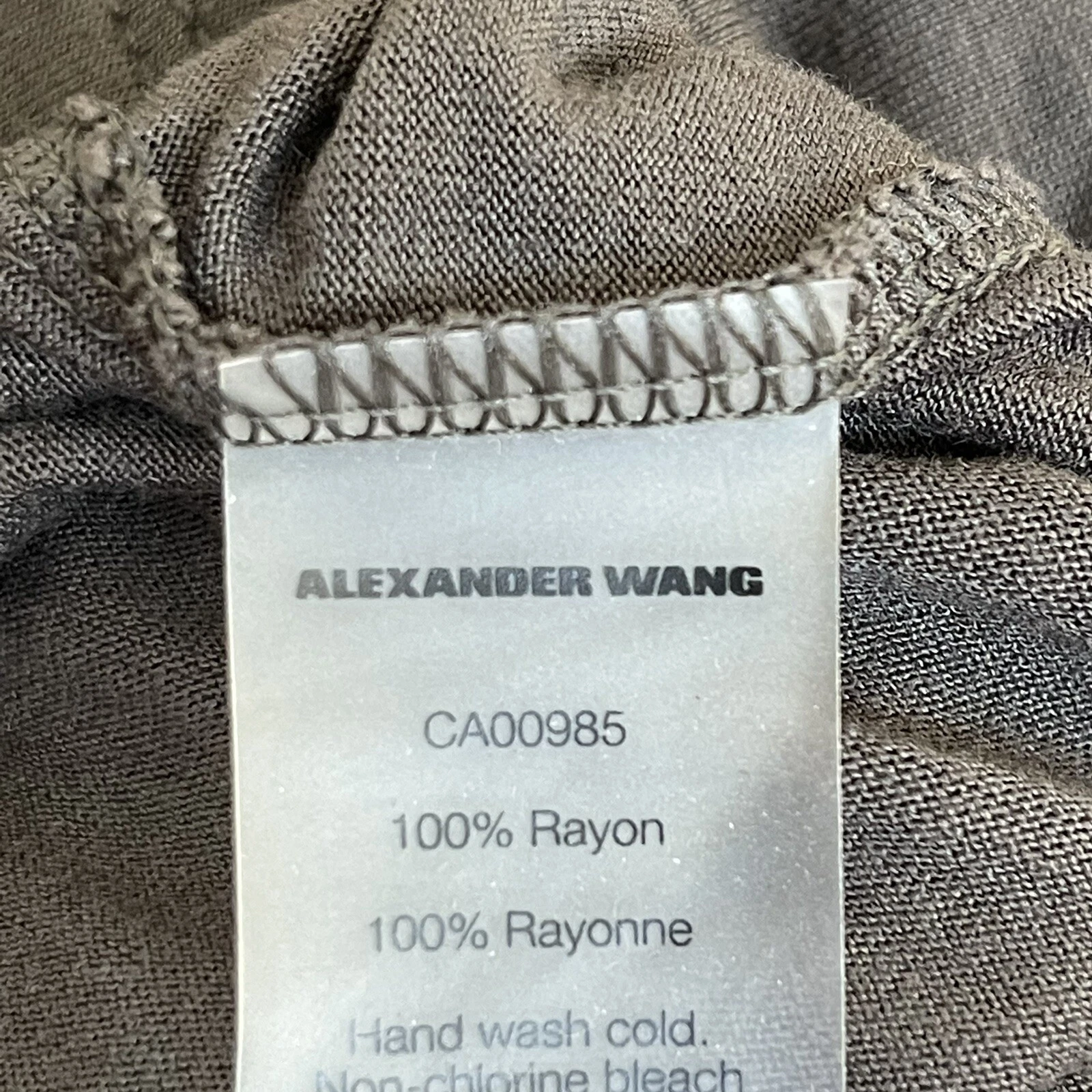 Abito Alexander Wang taglia small grigio antracite senza maniche serbatoio finto rayon avvolgente