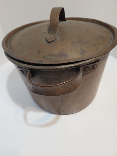 Vintage Antik Kupfer Kochtopf/Kessel mit KUPFER Griffen - Bild 5 von 11