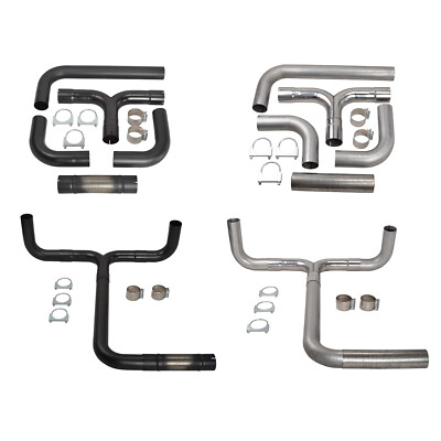 T409 SS 4''/5''T Pipe Kit Dual Smoker Exhaust Stack System Universal Black/Silver