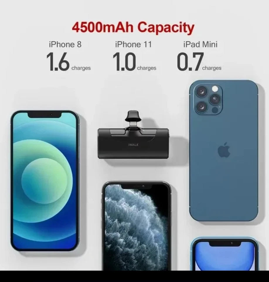 Cargador portátil iWALK LinkPod4 4500 mAh iPhone iPad tamaño de bolsillo negro DBL4500L Foto 4 de 4