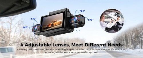 4CH Dash Cam 4*1080P FHD WiFi Parking Monitor Night Vision 3" IPS Screen Car DVR - Picture 10 of 13