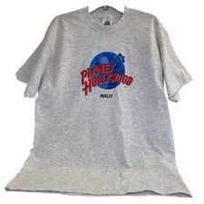 Vintage Planet Hollywood Maui T Shirt Mens L USA Made Single Stitch Gray