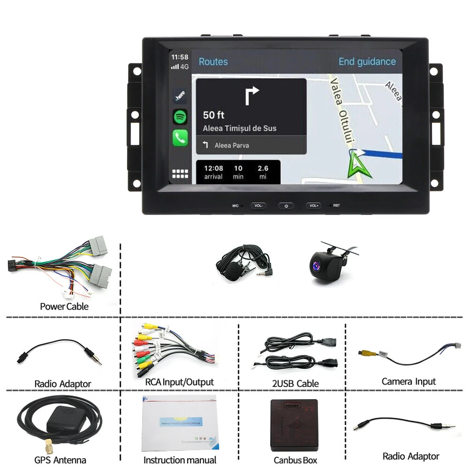 For 2006 2007 2008 DODGE RAM Apple Carplay Car Radio Android 13 Navi GPS Player Foto 4 de 4