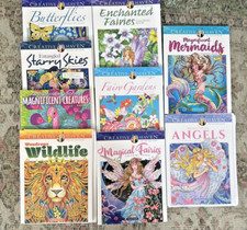 9 Adult Coloring Book Creative Haven Magical Fairies Wildlife Mermaids Angel LOT