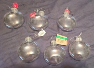 6 Clear Fillable Oval Ornaments 4" Christmas Holiday Crafts Plastic DIY  NEW
