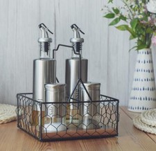 Salz- & Pfeffer-Streuer Mit Essig- & Öl-Flaschen In Blau – Praktisches 4-teiliges Set Mit Halter Aus Glas & Kunststoff