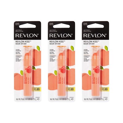 3 Pack: Revlon Kiss Lip Balm 015 Juicy Peach Hydrating SPF 20 Sealed 0.09 oz