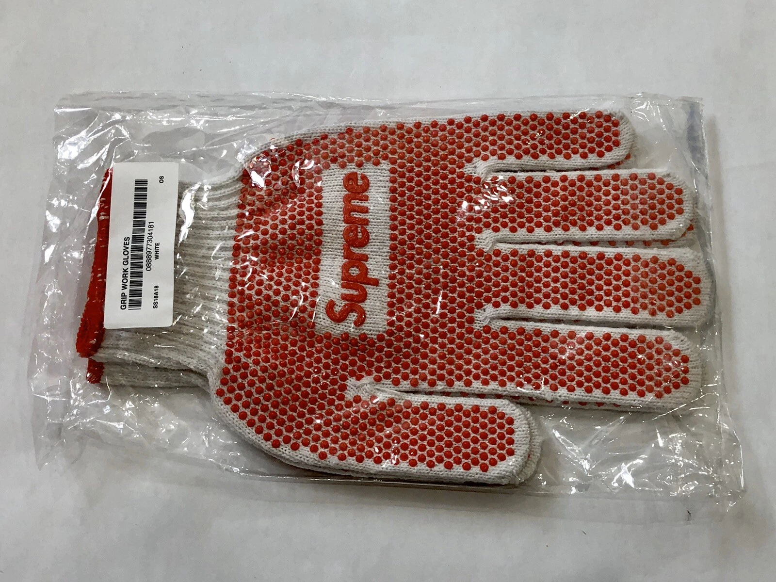 Gant de travail Supreme Grip Gardening OS rouge blanc SS18A18 Deadstock flambant neuf