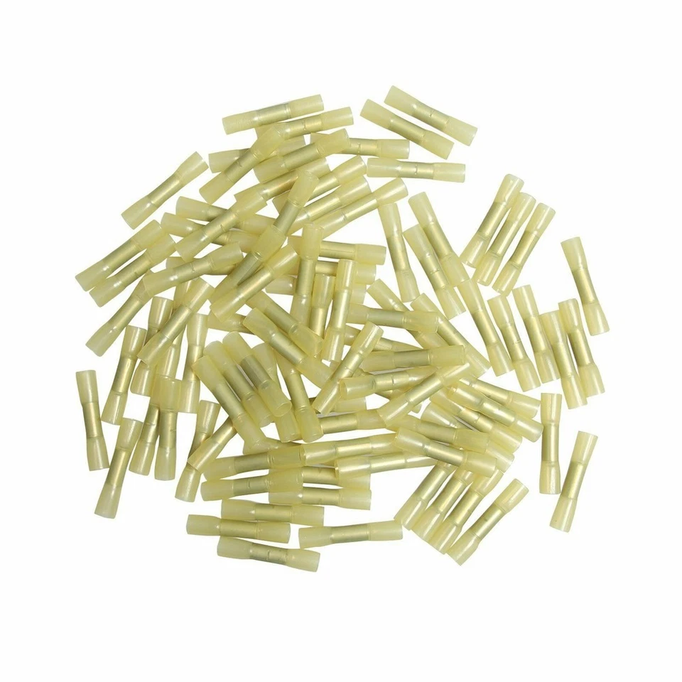 1000pcs 12-10 Gauge Heat Shrink Butt Wire Connectors Crimp Terminals Yellow New - Image 2 of 4