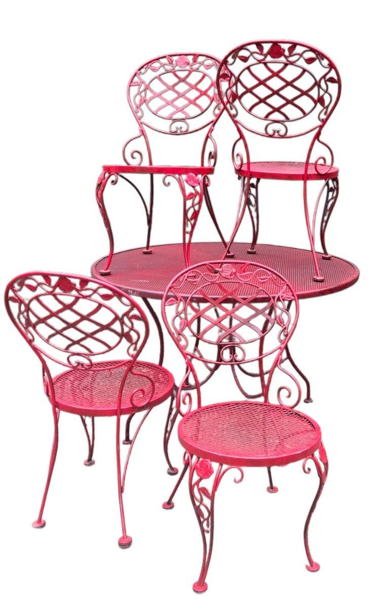 vintage wrought iron patio furniture WOODARD Chantilly Rose