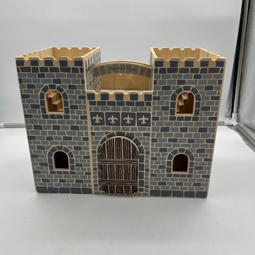 Melissa & Doug Fold and Go Wooden Castle Dollhouse Gray With 9 Figurines - Picture 5 of 6