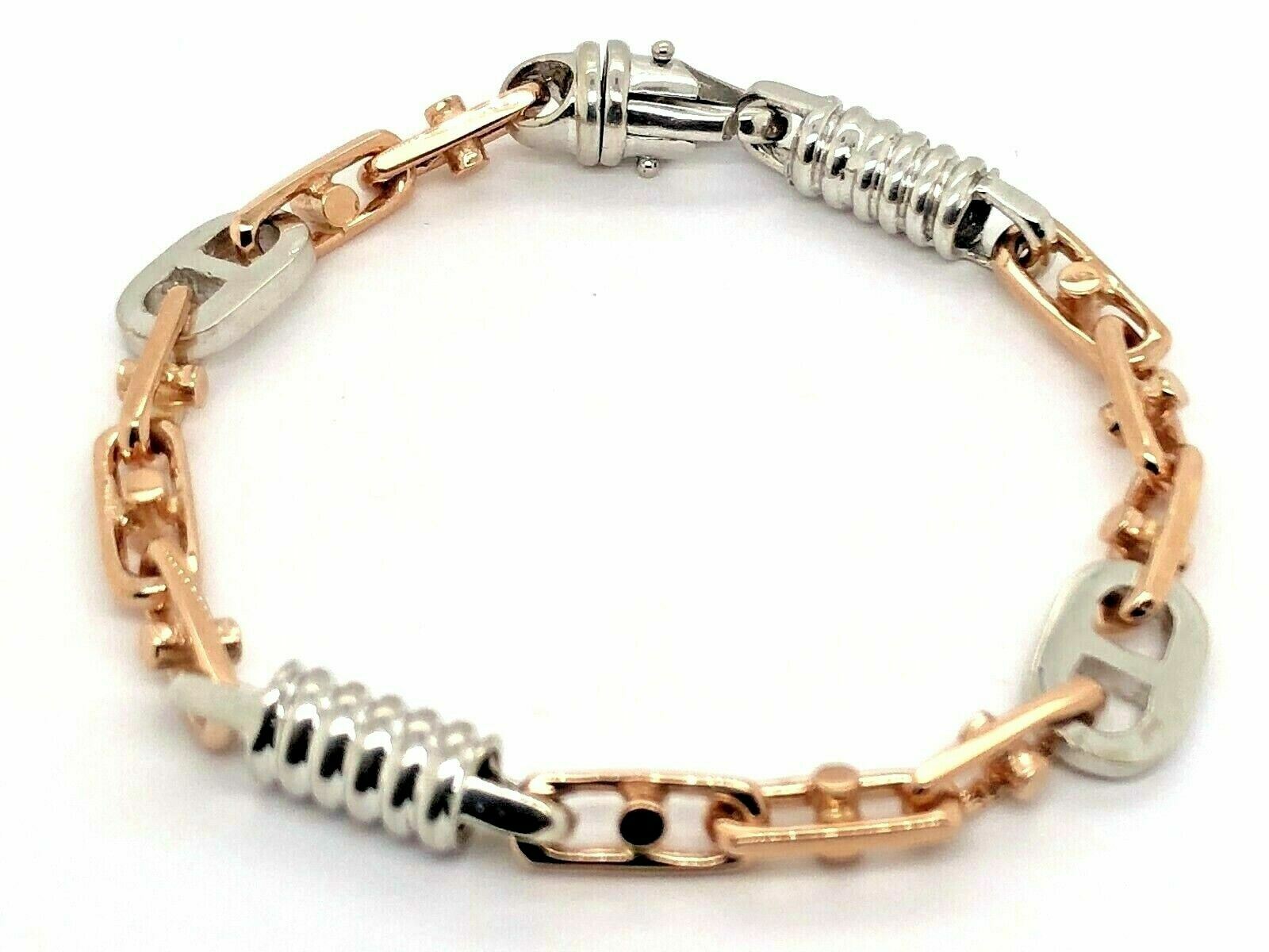 14k Two Tone Gold Handmade Fashion Link Bracelet 8.5" 7.5mm 31 grams eBay