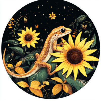 Transparent 18x18 cm gecko with flowers car sticker weatherproof vinyl sticker