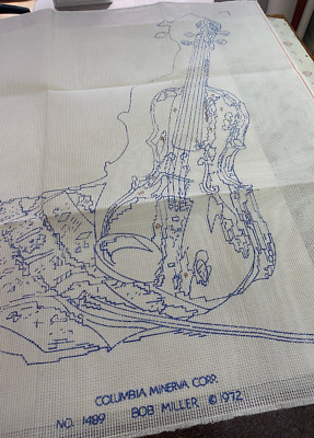 Columbia-Minerva Needlepoint Pattern Only 1489 Bob Miller Violin 27wx32h 1972