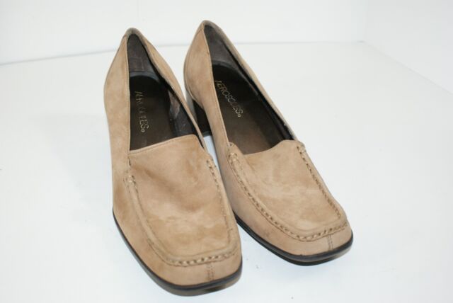 Aerosoles Women's Size 7.5 M Tan Suede Stitched Loafer Pumps Heels