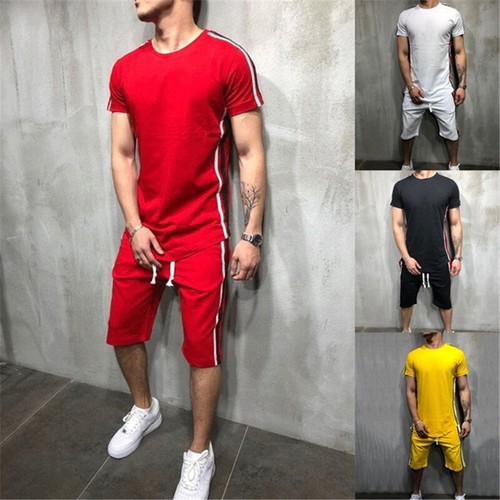 Mens T-Shirt Shorts Set 2 Piece Outfits 
