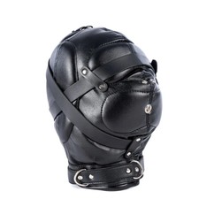 Fetishs Costumes Leather Binding Hood Mask Mouth Hole Couples Flrits Slaves Game