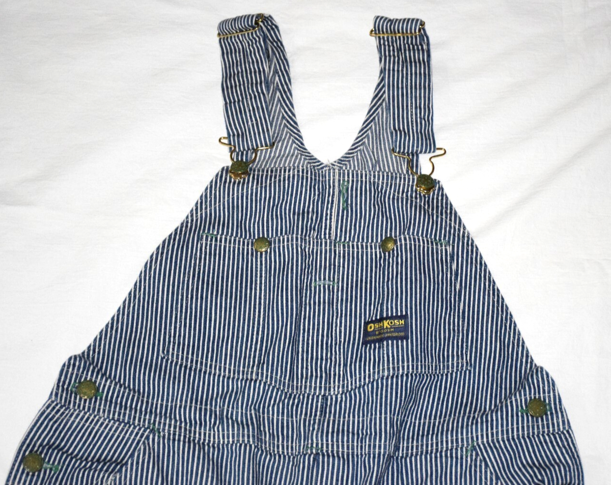 Vtg Men's Oshkosh Cotton Striped Overalls Conductor Vestbak Union Made USA  36x2