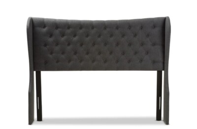 Baxton Studio Cadence King Winged Panel Headboard in Dark Gray