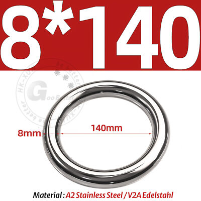 Welded Smooth Metal O Ring A2 Stainless Steel Rings Heavy Duty 15mm-150mm ID
