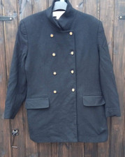 Vintage Jones New York Jacket Pure Wool Black Double Breasted Shoulder Pads Uk12