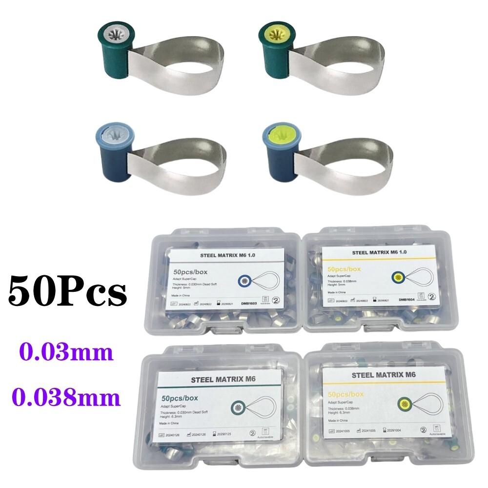 HEAD MATRIX 154 × HEAD NX spade M Dental Adapt SuperCap Steel Matrix M6 Matrices 50Pcs/Box Thickness