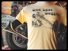 One Less Bagger Yellow Chopper Shirt bobber rigid frame ironhead shovelhead vtg