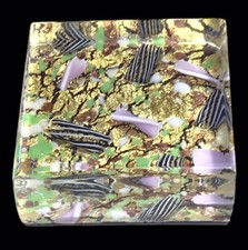 Superbe Presse Papier Sulfure  Canne De Verre Sur Fond Or Murano Signé De Biosi