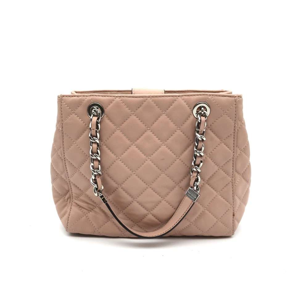 Michael Kors Susannah Quilted Ballet Leather Cream Beige Small Tote Satchel Bag  - image 2 of 4