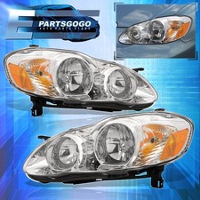 For Toyota Corolla 03-08 Replacement Driving Headlights Lamps Pair Chrome Amber For Toyota Corolla 03-08 Replacement Driving Headlights Lamps Pair Chrome Amber