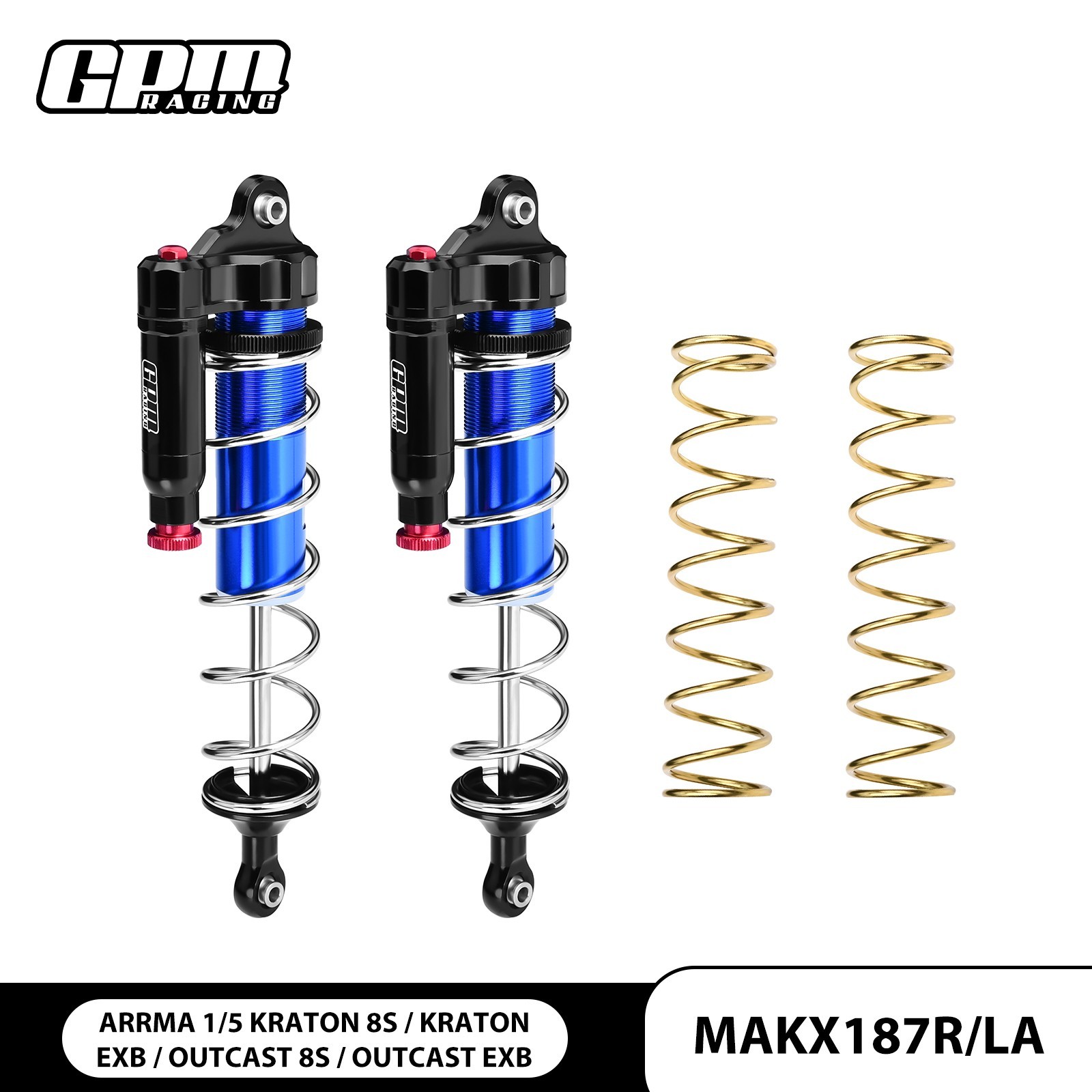 GPM Rear L-Shape Piggy Back Adjust Spring Dampers 187mm ARRMA 1/5 Kraton Outcast