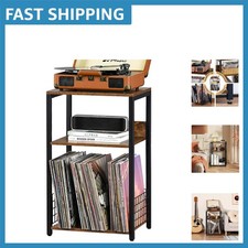 Vintage 3-Tier Vinyl Storage Table - Record Player Stand with Customizable Space