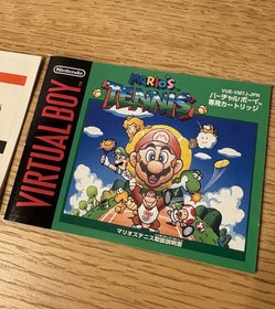 Nintendo Virtual Boy Mario's Tennis Manual Set Japan JP Game Box Tested