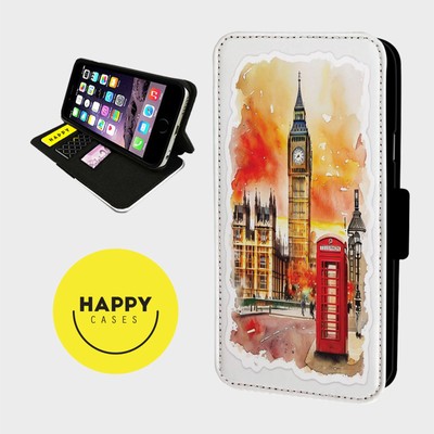 LONDON BIG BEN AQUARELL - Kunstleder Klapp Handy Hülle Cover - iPhone/Samsung