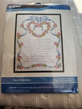 Bucilla Counted Cross Stitch "Love is Patient" I Corinthians 13 Paul NIP Wedding