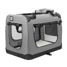 MEDIUM GREY KCT FABRIC PET CARRIER CRATE KITTEN PUPPY DOG CAT PORTABLE TRAVEL