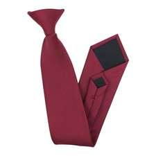 Men's Clip on Ties Pre-Tied Adjustable Neckties Solid Color Zipper Wine Red