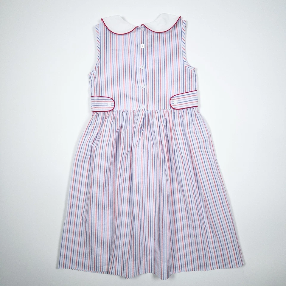 Vestido Bella Bliss Suave Ballena Pana Azul Marino con Cuello Peter Pan - Niñas Talla 4 Foto 4 de 4